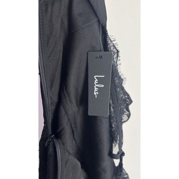 Lulu’s Desirably Dramatic Black Lace CutOut Size Large Event MIDI Dress NEW - Picture 13 of 15